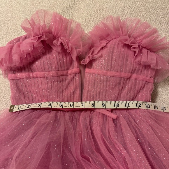 MAC DUGGAL Strapless Glitter Tulle Gown Sparkle Maxi Dress Pink Formal prom - Picture 10 of 17